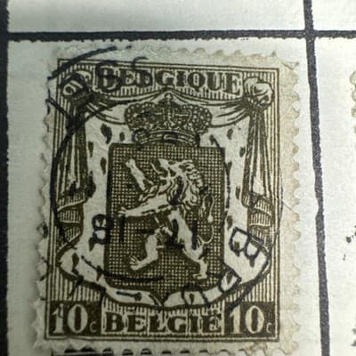 Belgium Postage ~ Daily /Coat Of Arms ~ 50¢ Blue Stamp ~ Posted ~ 1930 ~ B158 -6 - Thumbnail 3