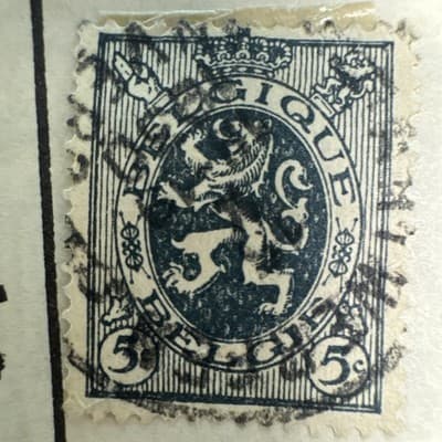 Belgium Postage ~ Daily /Coat Of Arms ~ 50¢ Blue Stamp ~ Posted ~ 1930 ~ B158 -6 - Thumbnail 5