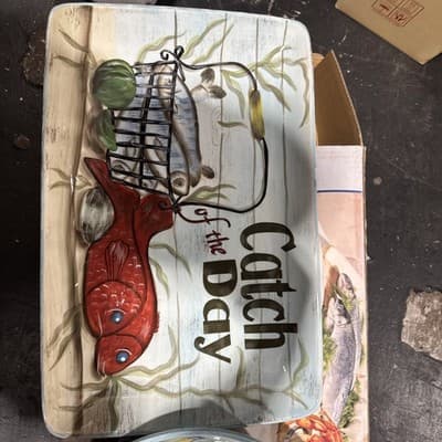 Lobster Certified International Fisherman Catch Kate McRostie Platter&Bowl New - Thumbnail 3