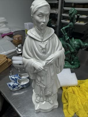 Ceramic Asian Empress Oriental Statue Holland Mold Fertility 16” White Glossy - Thumbnail 2