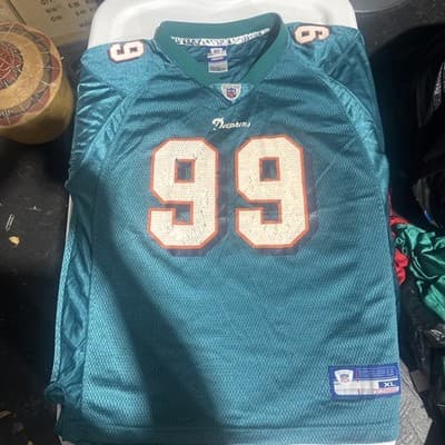 Vintage Jason Taylor Miami Dolphins Licensed Reebok Xl teal Jersey- - Image 1