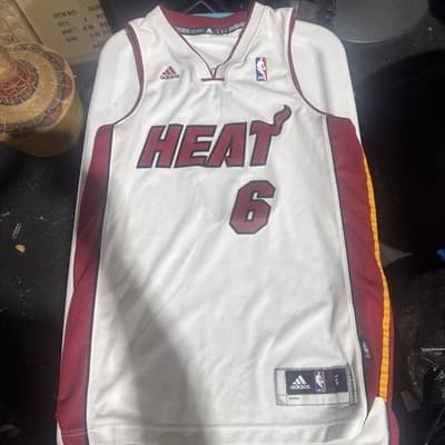 Authentic adidas Lebron James Miami Heat White Swingman Jersey Men's Small +2” - Image 1