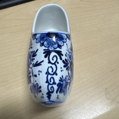 Delft Blue Holland Clog Shoe Ceramic Handpainted 4.5" Floral Pair - Thumbnail 3