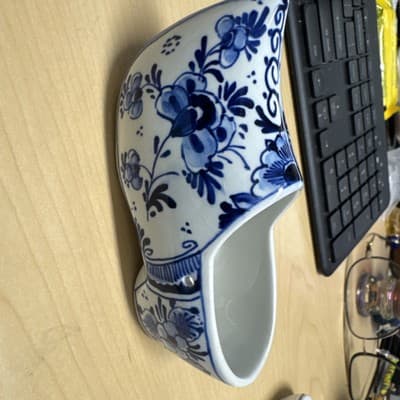 Delft Blue Holland Clog Shoe Ceramic Handpainted 4.5" Floral Pair - Thumbnail 2