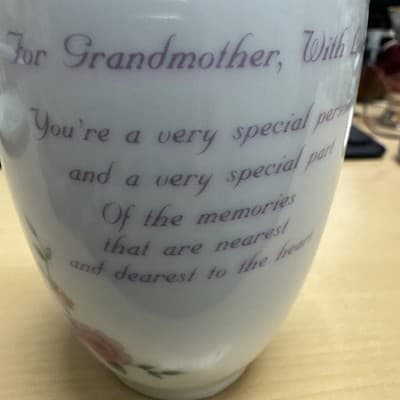 4973 Russ Fine Porcelain Bud Vase " With Love, Mother" Poem - Floral Theme - Thumbnail 2