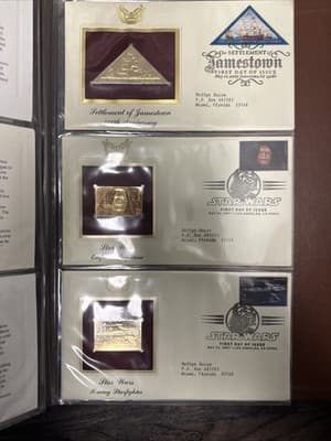 Golden Replicas of United States Stamps Surfaces 22k Gold , 74 Stamps - Thumbnail 8