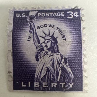 RARE 3 CENT LIBERTY US POSTAGE STAMP PURPLE LADY STATUE OF LIBERTY - Thumbnail 2