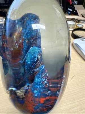 large beautiful Murano Art Glass Fish Aquarium Seascape Lampwork Paperweight - Thumbnail 4