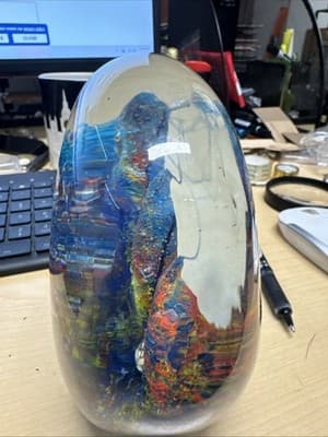 large beautiful Murano Art Glass Fish Aquarium Seascape Lampwork Paperweight - Thumbnail 3
