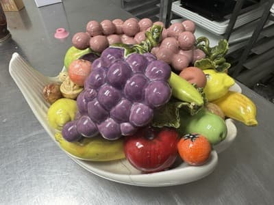 Large Vintage Ceramic Cornucopia With Fruit - 12-10-8” Perfect For Thaksgiving - Image 1