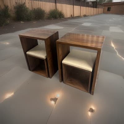 Custom Solid Walnut Waterfall Office Deck With Matching Stools By Mash Studio - Thumbnail 6