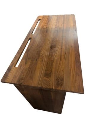 Custom Solid Walnut Waterfall Office Deck With Matching Stools By Mash Studio - Thumbnail 4