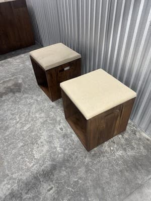 Custom Solid Walnut Waterfall Office Deck With Matching Stools By Mash Studio - Thumbnail 13