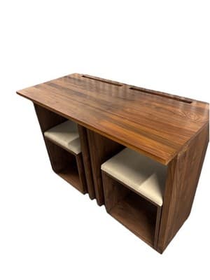 Custom Solid Walnut Waterfall Office Deck With Matching Stools By Mash Studio - Thumbnail 2