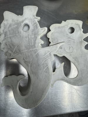 2 Arnels Anthropomorphic Fish Ceramic Wall Plaque White Iridescent - Thumbnail 4