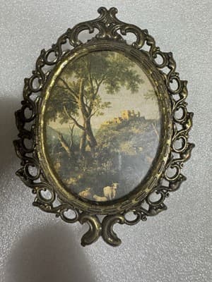 Vintage Ornate Frame Italy Painted Silk Wall Art Impressionism 5x6" 4 Frames - Thumbnail 5