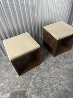 Custom Solid Walnut Waterfall Office Deck With Matching Stools By Mash Studio - Thumbnail 11