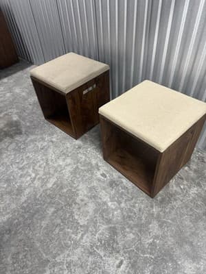 Custom Solid Walnut Waterfall Office Deck With Matching Stools By Mash Studio - Thumbnail 12