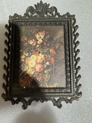 Vintage Ornate Frame Italy Painted Silk Wall Art Impressionism 5x6" 4 Frames - Thumbnail 3