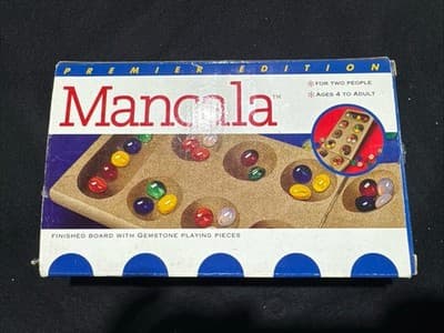2000 Mancala Solid Folding Wood Board Game by Cardinal With Gemstone Pieces - Image 1