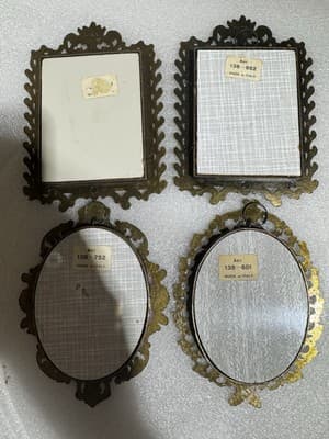 Vintage Ornate Frame Italy Painted Silk Wall Art Impressionism 5x6" 4 Frames - Thumbnail 6