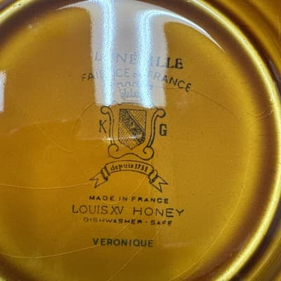 Luneville Faience de France Louis XV Honey Brown Blue Rim Plates 7” 8 Plates - Thumbnail 3