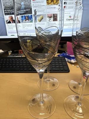 Artland "Helios" Hand Made Stained Glass Style Wine Glasses Goblets 9 3/4"x6 - Image 1