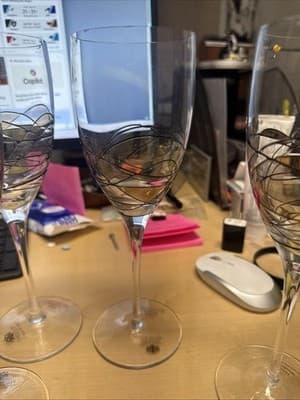 Artland "Helios" Hand Made Stained Glass Style Wine Glasses Goblets 9 3/4"x6 - Thumbnail 2