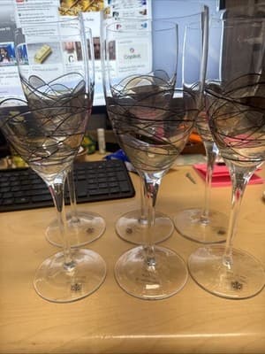 Artland "Helios" Hand Made Stained Glass Style Wine Glasses Goblets 9 3/4"x6 - Thumbnail 6