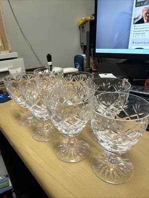 VINTAGE WEBB CORBETT "PRINCE CHARLES" CRYSTAL WINE GOBLET ENGLAND 7 Units - Thumbnail 5