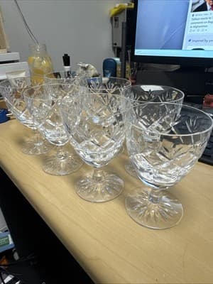 VINTAGE WEBB CORBETT "PRINCE CHARLES" CRYSTAL WINE GOBLET ENGLAND 7 Units - Thumbnail 4