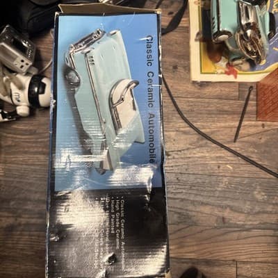 Turquoise Vintage Retro Ceramic 57 Chevy Convertible Shape, Repaired - Thumbnail 8