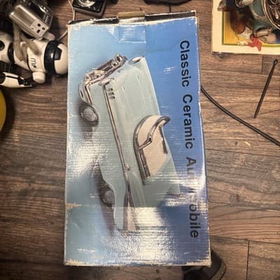 Turquoise Vintage Retro Ceramic 57 Chevy Convertible Shape, Repaired - Thumbnail 7