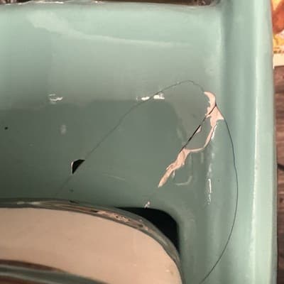 Turquoise Vintage Retro Ceramic 57 Chevy Convertible Shape, Repaired - Thumbnail 3