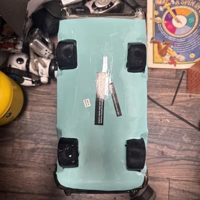 Turquoise Vintage Retro Ceramic 57 Chevy Convertible Shape, Repaired - Thumbnail 5