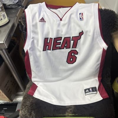 Adidas NBA Miami Heat LeBron James #6 White Home Jersey Size L - Image 1