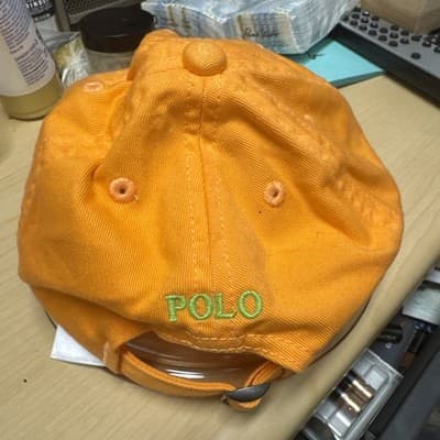 Polo Ralph Lauren Baseball Cap Orange Light Green Logo Adjustable Size 4-7 - Image 1