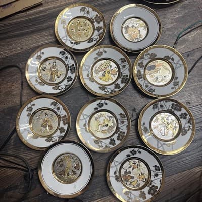 Eternal Wishes of Good Fortune Chokin Plates Collection Of 10 By Hamilton - Image 1