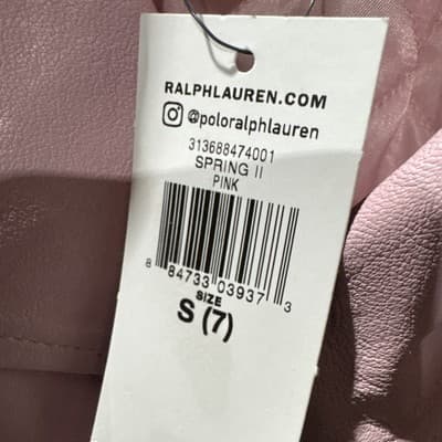 $295 Polo Ralph Lauren Leather Jacket Size 7 Pink Small Defect - Thumbnail 3