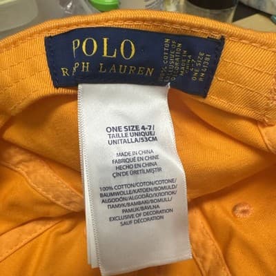 Polo Ralph Lauren Baseball Cap Orange Light Green Logo Adjustable Size 4-7 - Thumbnail 2