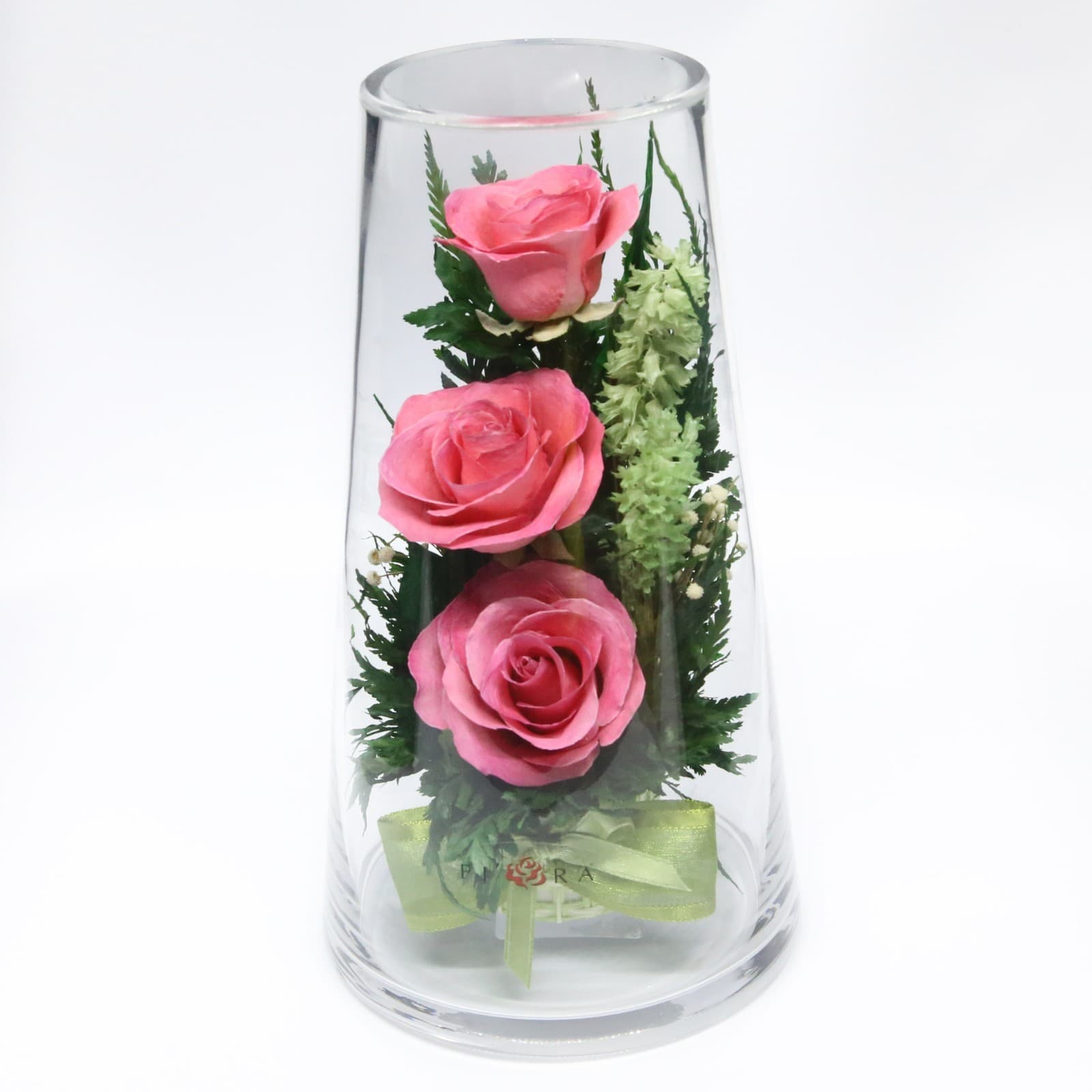 Fiora Flower Preserved Flowers in Glass Vase – Real Orchids, Roses Last 5 Years - Thumbnail 2