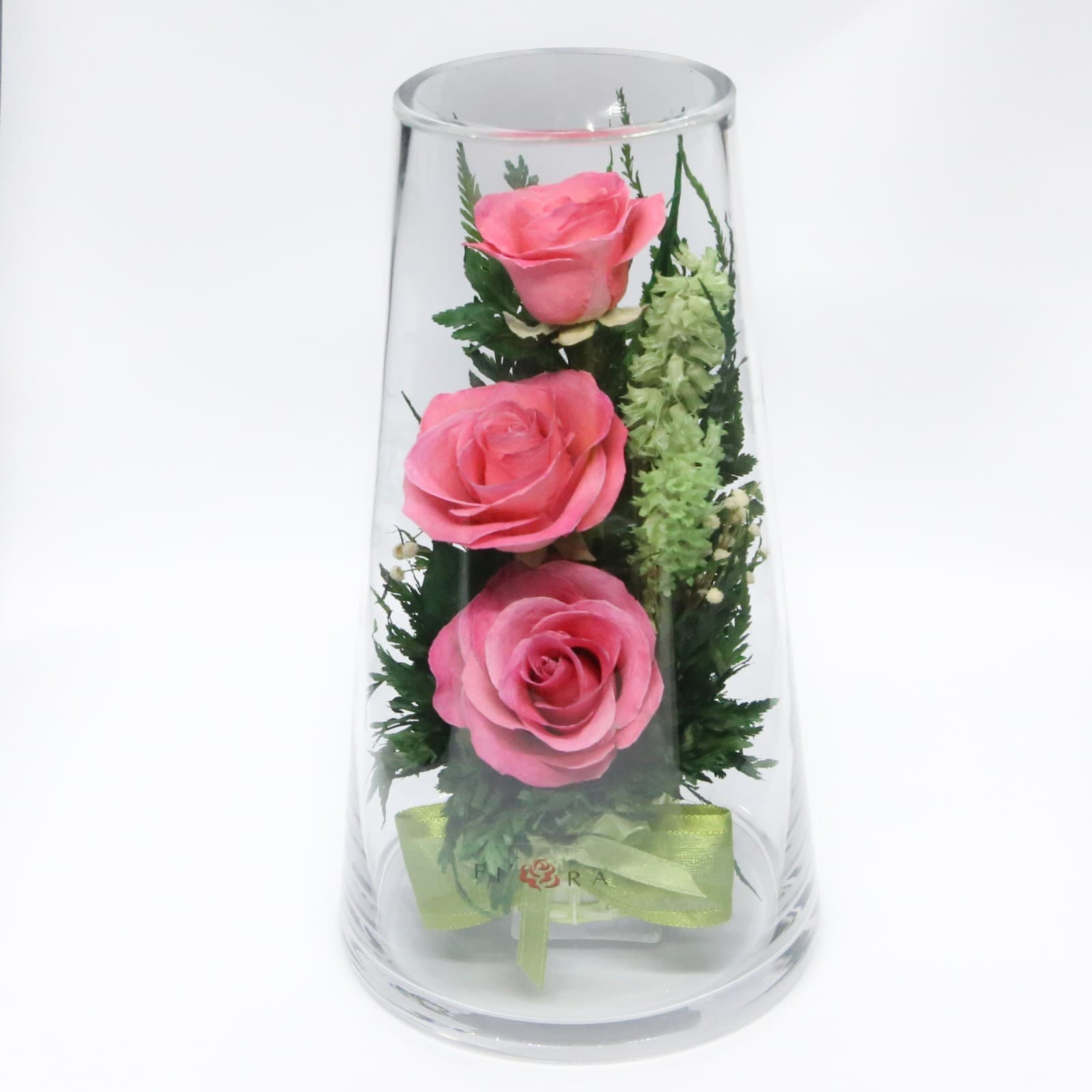 Fiora Flower Preserved Flowers in Glass Vase – Real Orchids, Roses Last 5 Years - Image 1