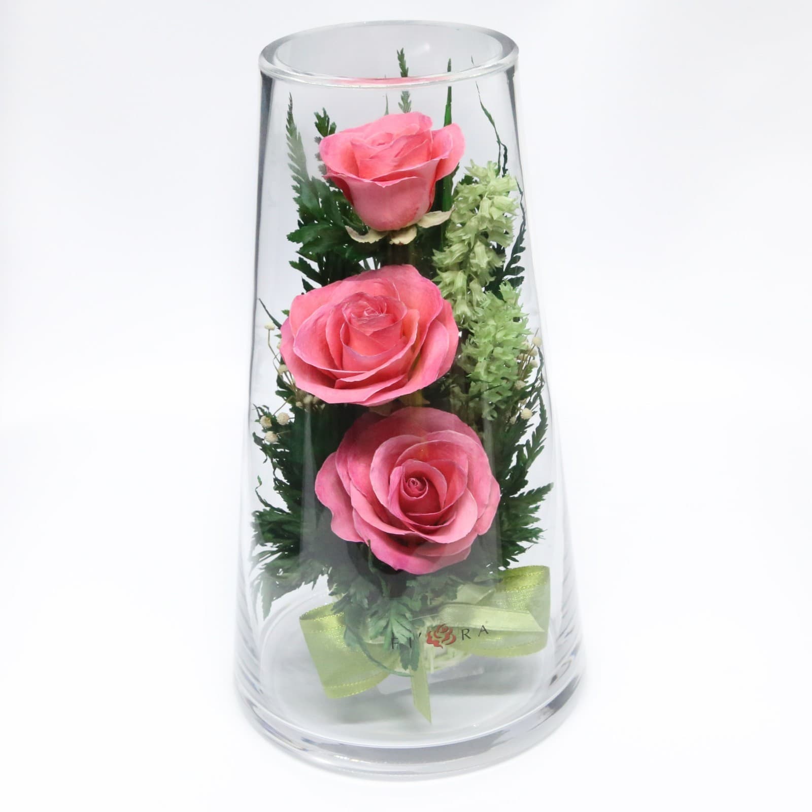 Fiora Flower Preserved Flowers in Glass Vase – Real Orchids, Roses Last 5 Years - Thumbnail 5