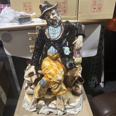 RARE 20" large ANTIQUE CAPODIMONTE CERAMIC PORCELAIN STATUE FIGURINE ITALY - Image 1