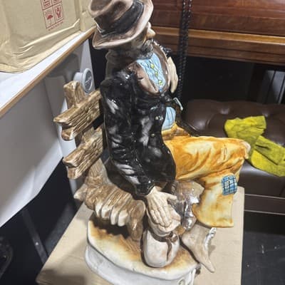 RARE 20" large ANTIQUE CAPODIMONTE CERAMIC PORCELAIN STATUE FIGURINE ITALY - Thumbnail 4