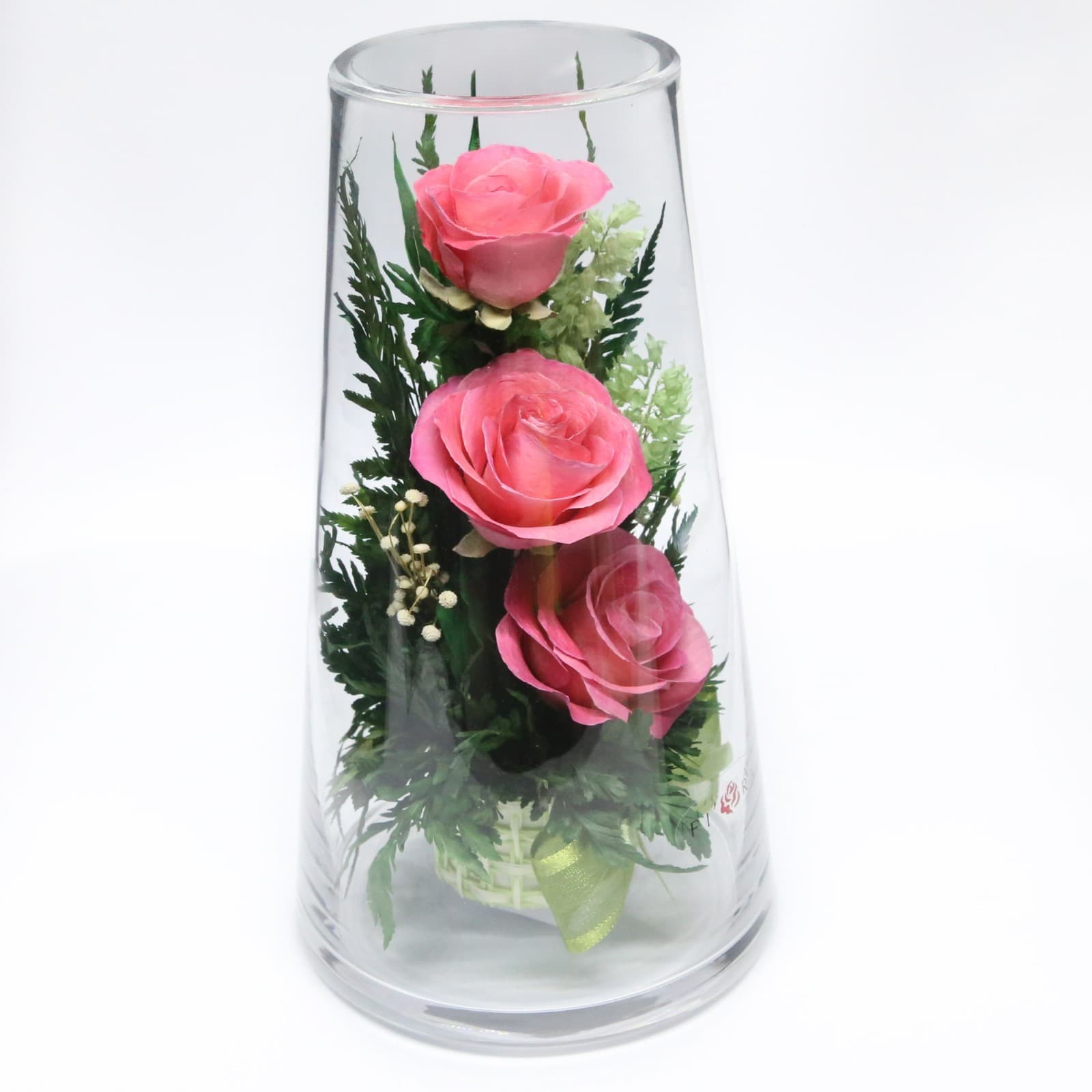 Fiora Flower Preserved Flowers in Glass Vase – Real Orchids, Roses Last 5 Years - Thumbnail 4