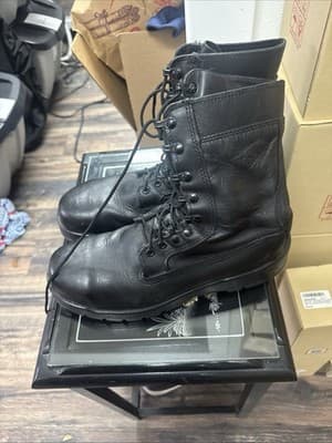 US Military General Purpose Boots Mens Size 9.5w Black Vibram Made USA - Thumbnail 2