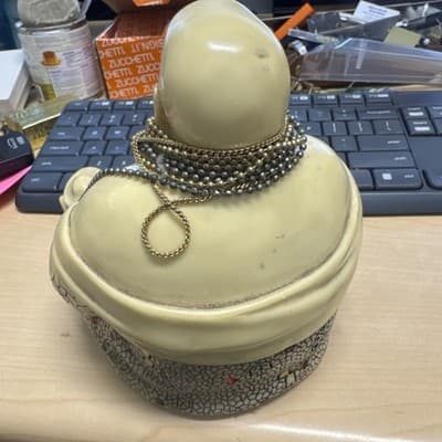 Buddha Spiritual Statue Figure Happy Face Jeweled Resin - Thumbnail 3