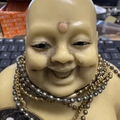 Buddha Spiritual Statue Figure Happy Face Jeweled Resin - Thumbnail 2