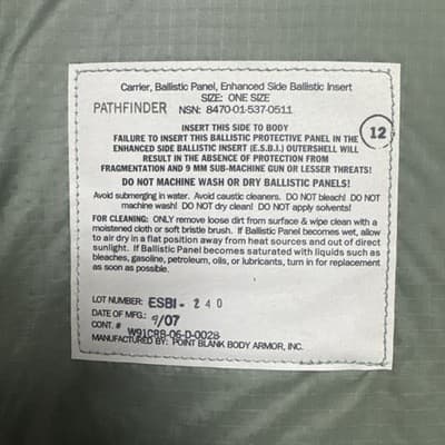 PLATE CARRIER ENHANCED SIDE OUTERSHELL NSN 8470-01-536-9284 7.62 Mm APM2 Protect - Thumbnail 5